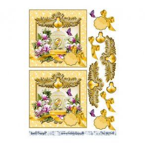 3D ark Fugl i bur, gul M33