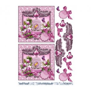 3D ark Fugl i bur, lilla M33