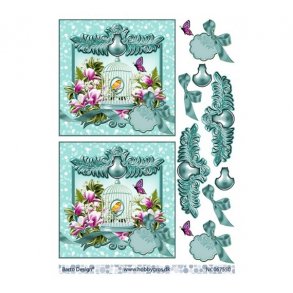 3D ark Fugl i bur, turkis M33