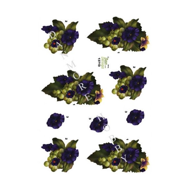 3D ark Grnne druer og blomst M12