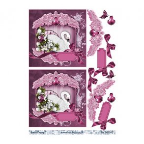 3D ark Hvid svane i lilla ramme M33