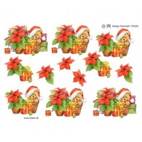 3D ark Julestjerne og hund med nissehue M46