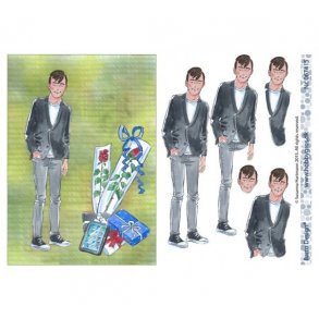 3D ark konfirmand dreng, A5 sort hr M37