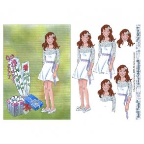 3D ark konfirmand pige, A5, brunt hr M37