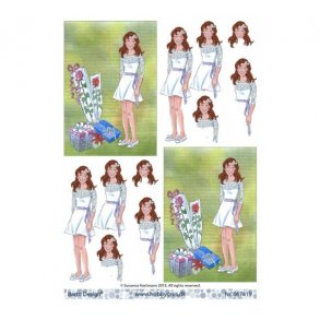 3D ark konfirmand pige, brunt hr M37