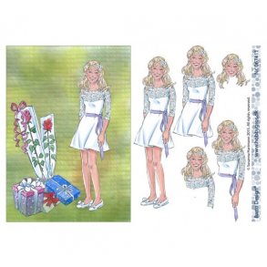 3D ark konfirmand pige, lyst hr, A5 M37