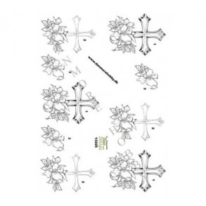 3D ark kors med blomst M10