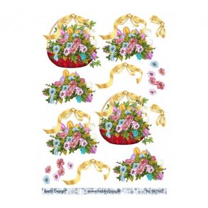 3D ark Kurv med blomster M15A