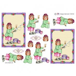 3D ark ldre dame som fisker M41