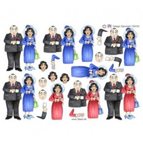 3D ark �ldre �gtepar med kaffekopper M41