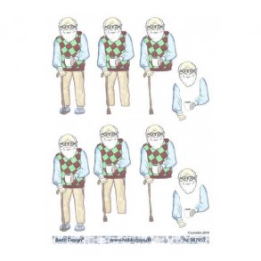 3D ark ldre mand med stok M15