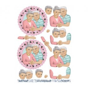 3D ark ldre par i blomstercirkel M42