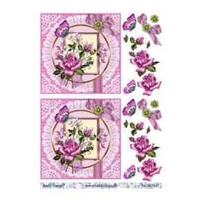 3D ark Lyserd blomst med ramme M29