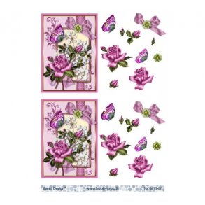 3D ark Lyserd blomst med sommerfugl M29