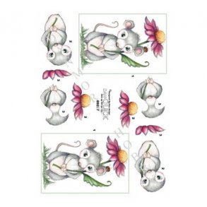 3D ark Mus med blomst M38