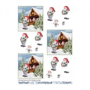 3D ark Nissefar med familie, sm motiver M45