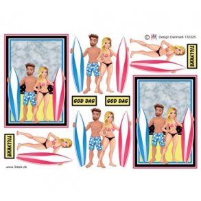 3D ark Pige & dreng med surfboard M31