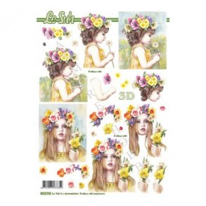 3D ark pige med blomsterkrans M21