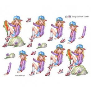 3D ark Pige med skaterboard M17