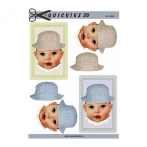 3D ark Q babydreng med bllehat M32