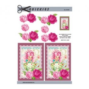 3D ark Q Fe i en kop & roser M20