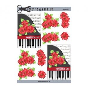 3D ark Q klaver, noder & juleblomster M32