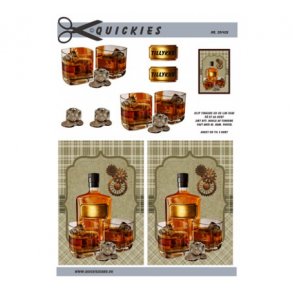 3D ark Q Whiskey og glas M25