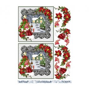 3D ark Ramme med hus og julesnemand M45