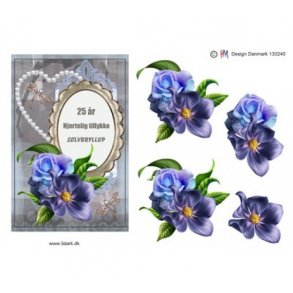 3D ark Slvbryllup,tekst og blomster A5 M25