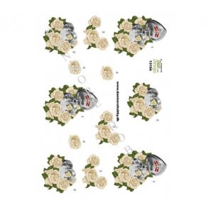 3D ark slvhjerte med blomster M13