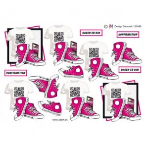 3D ark T-shirts med QR kode,sko og mobil M6