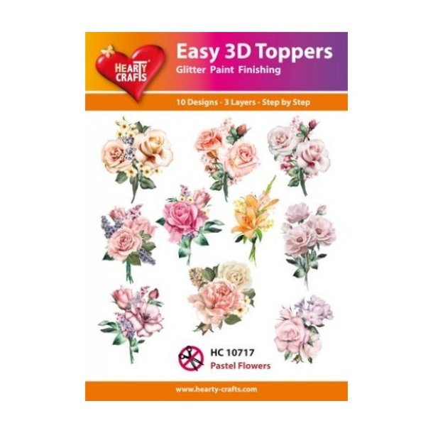 Easy 3D ark udstanset 10717 Pastel flowers 10st