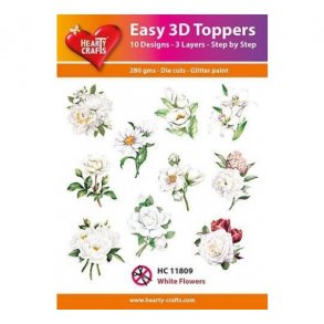 Easy 3D udstanset HC 11809 White Flowers 10 s�t