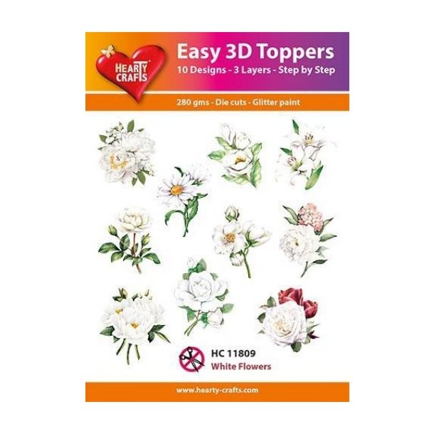 Easy 3D udstanset HC 11809 White Flowers 10 st