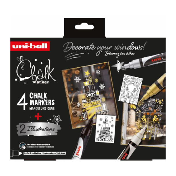 UNI CHALK MARKER PWE-5M 4PC 