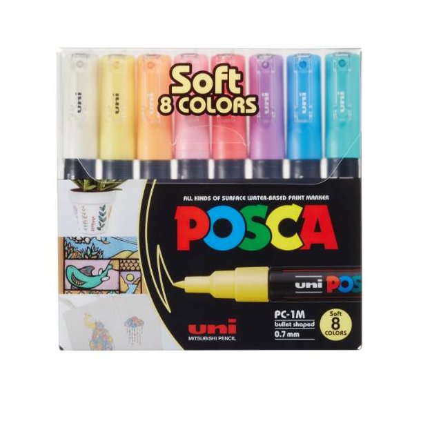 Posca PC-1M Pastelfarver - S�t med 8 stk