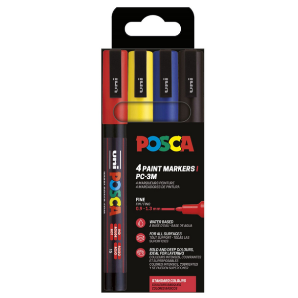 POSCA PC-3M 4stk S�t BASIC COLOR
