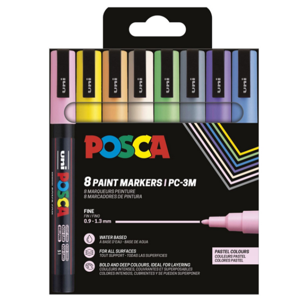 POSCA PC-3M S�t 8stk PASTEL COLOR