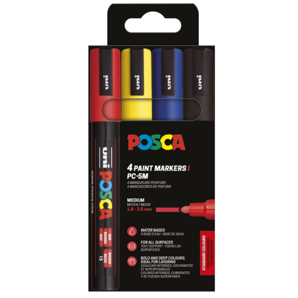 POSCA PC-5M 4stk S�t BASIC COLOR
