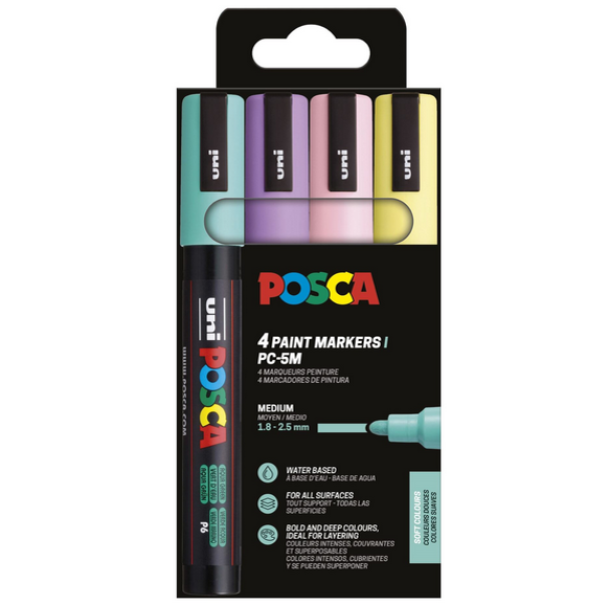 POSCA PC-5M 4stk S�t SOFT COLOR