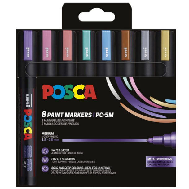 POSCA PC-5M 8stk S�t METALLIC farver