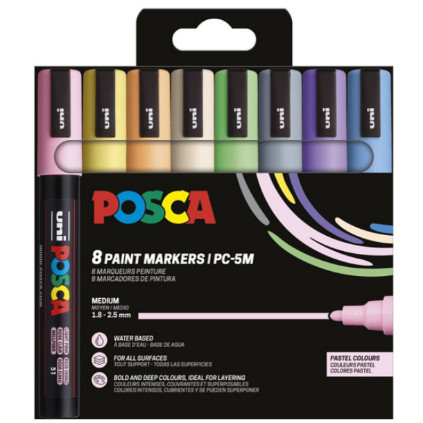 POSCA PC-5M 8stk S�t PASTEL farver