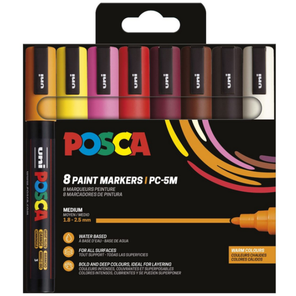 POSCA PC-5M 8stk S�t varme farver