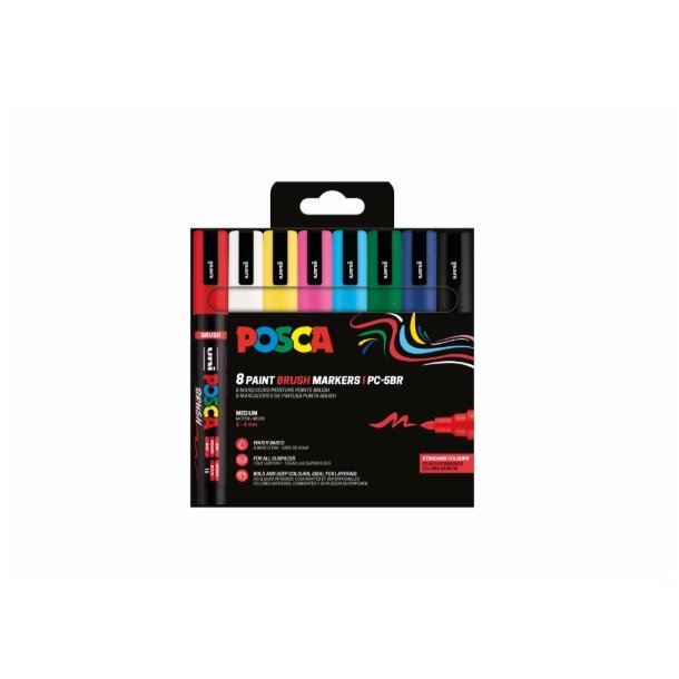 Posca Brush st PC-5BR 8stk 1.0-4.0mm
