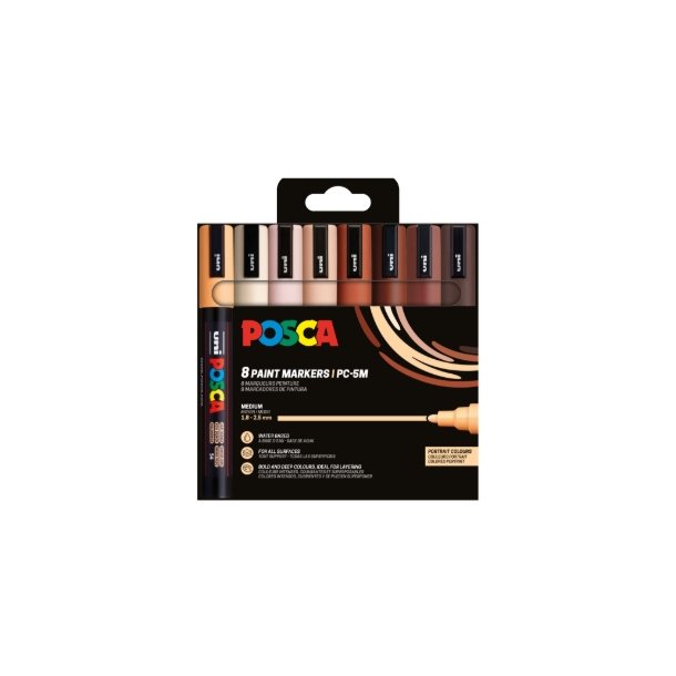 POSCA PC-5M s�t med 8 stk. portr�t farver 