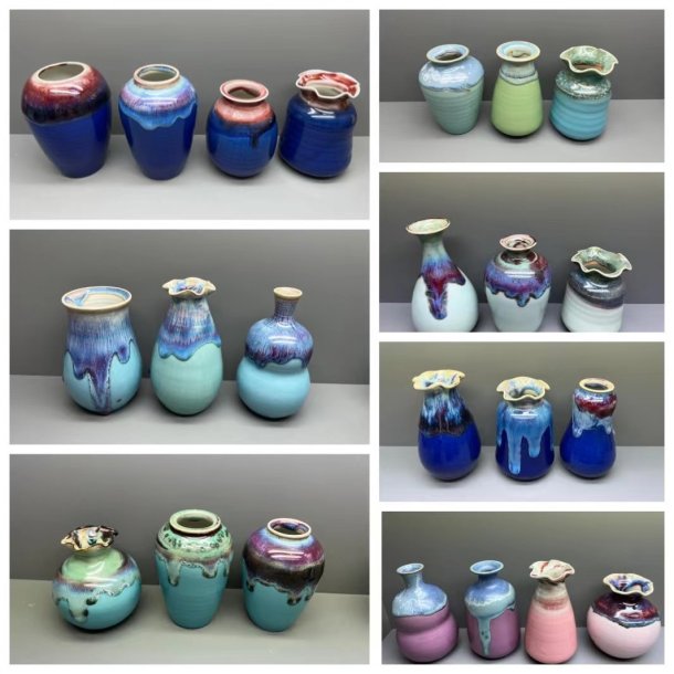 Midi vase fuld glaceret 1stk ass. farver