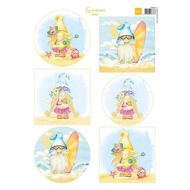 Klippeark "Gnomes on the beach - Surf" VK9601 Marianne Design M2