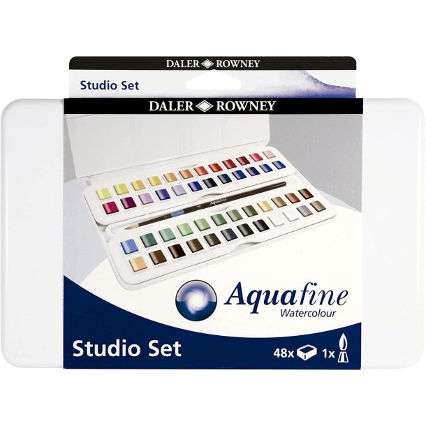 Aquafine watercolour st 48stk i ske med pensel