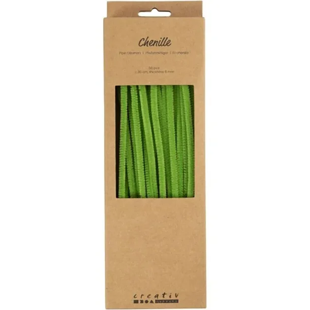 Chenille Løvgrøn 50 Stk. 6 mm. L: 30 cm