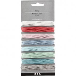 Bomuldssnor 1mm 8ass. farver af 5m.